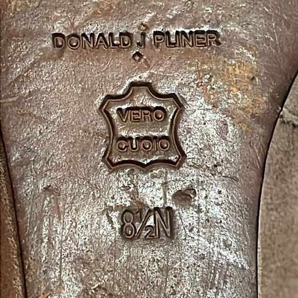 Donald J Pliner Tan Suede Wedge Shoes Womens Size 8.5N Snakeskin Leather - Picture 2 of 12